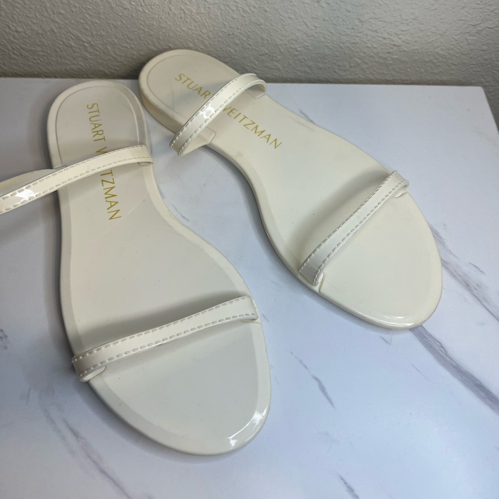 Stuart Weitzman Sawyer Jelly Slide Sandal in Ivory Size 6